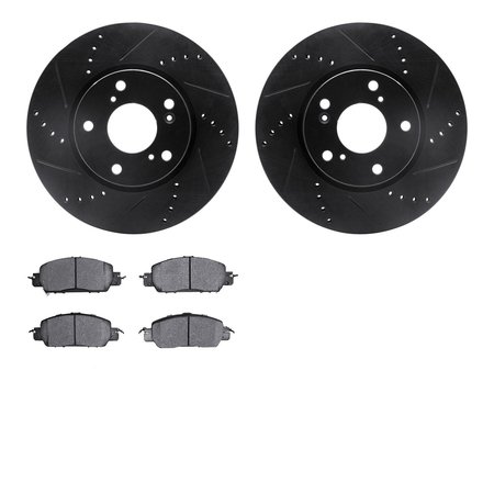 DYNAMIC FRICTION CO 8302-59106, Rotors-Drilled and Slotted-Black with 3000 Series Ceramic Brake Pads, Zinc Coated 8302-59106